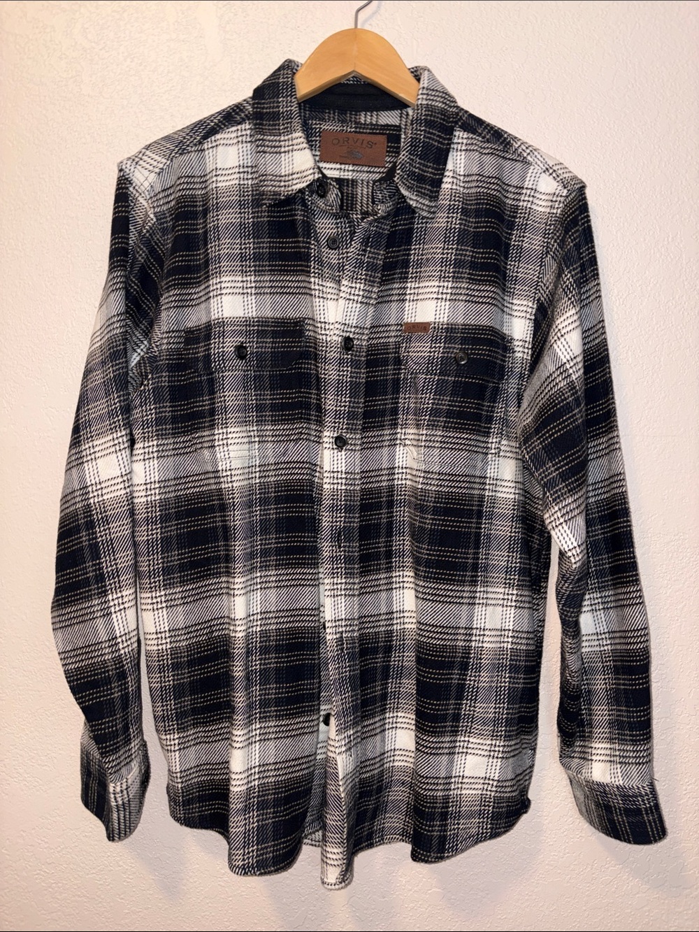 Orvis Cotton Flannel Plaid Button Down Shirt Size Medium